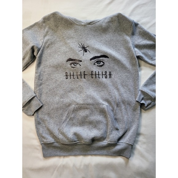 Billie Eilish Other - Unisex Billie Eilish Graphic Hoodie Gray Spider Eyes Barbed Wire Mens Large